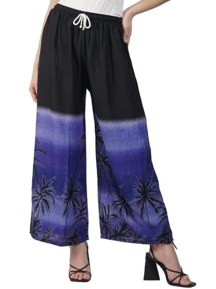 Women Floral Design Printed Stylish Rayon Regular Fit Palazzo Pant Bottom for Girls,