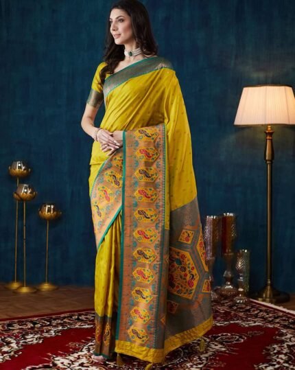Women Silk Traditional Saree with Zari Border
