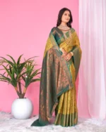 Women Floral Woven Banarasi Saree with Contrast Border